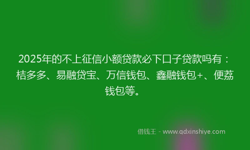 2025年的不上征信小额贷款必下口子贷款吗有：桔多多、易融贷宝、万信钱包、鑫融钱包+、便荔钱包等。