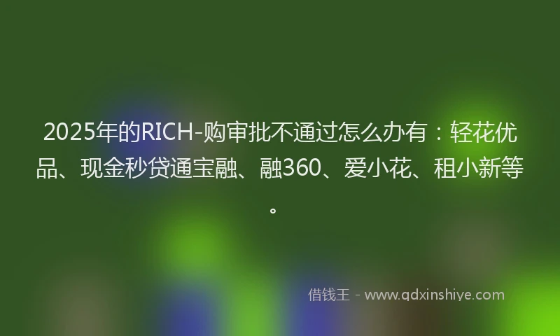 2025年的RICH-购审批不通过怎么办有:轻花优品、现金秒贷通宝融、融360、爱小花、租小新等。