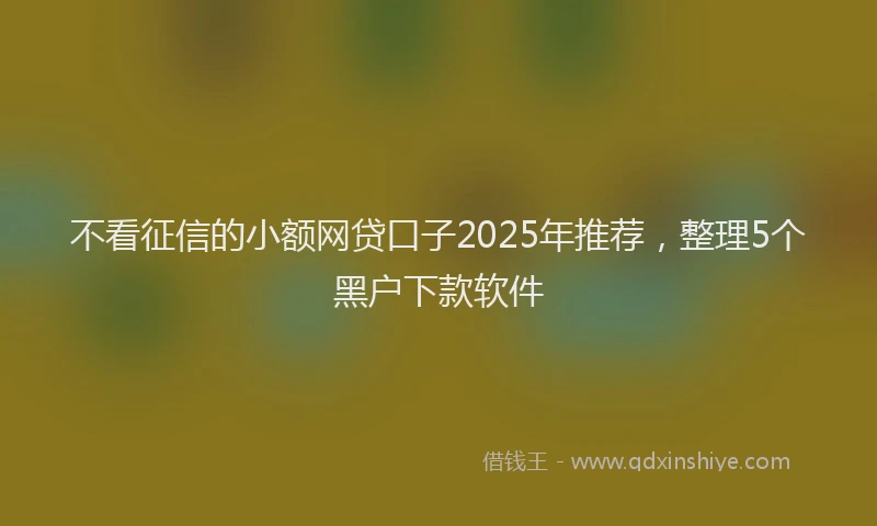 不看征信的小额网贷口子2025年推荐，整理5个黑户下款软件