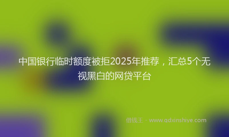 中国银行临时额度被拒2025年推荐，汇总5个无视黑白的网贷平台