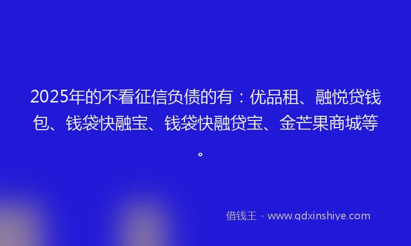 2025年的不看征信负债的有：优品租、融悦贷钱包、钱袋快融宝、钱袋快融贷宝、金芒果商城等。