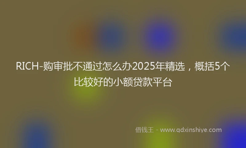 RICH-购审批不通过怎么办2025年精选,概括5个比较好的小额贷款平台