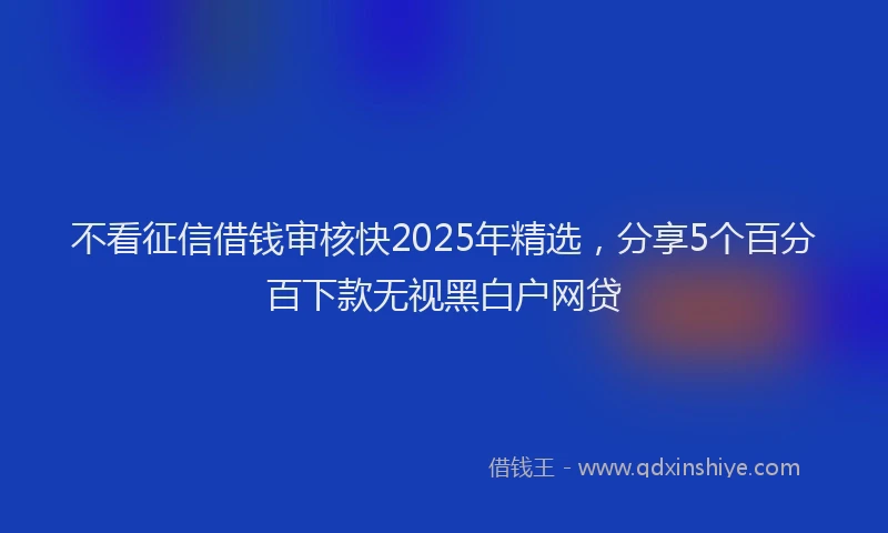 不看征信借钱审核快2025年精选，分享5个百分百下款无视黑白户网贷