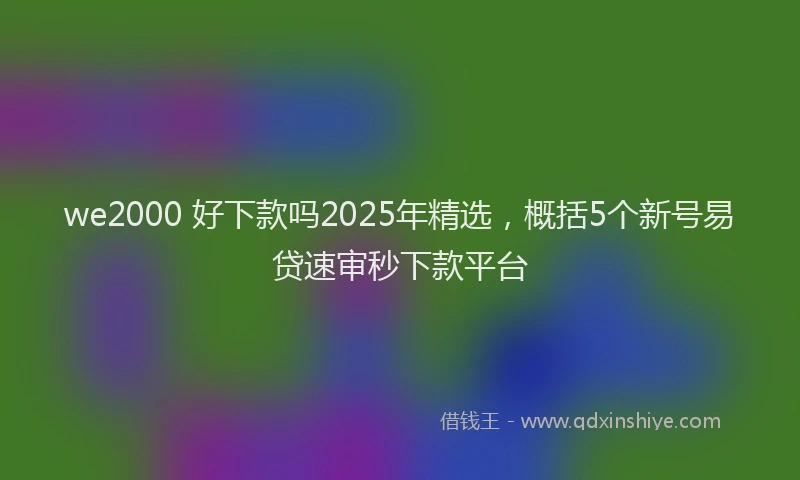 we2000 好下款吗2025年精选，概括5个新号易贷速审秒下款平台