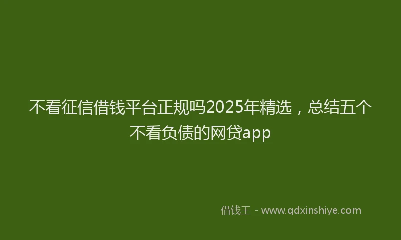 不看征信借钱平台正规吗2025年精选，总结五个不看负债的网贷app