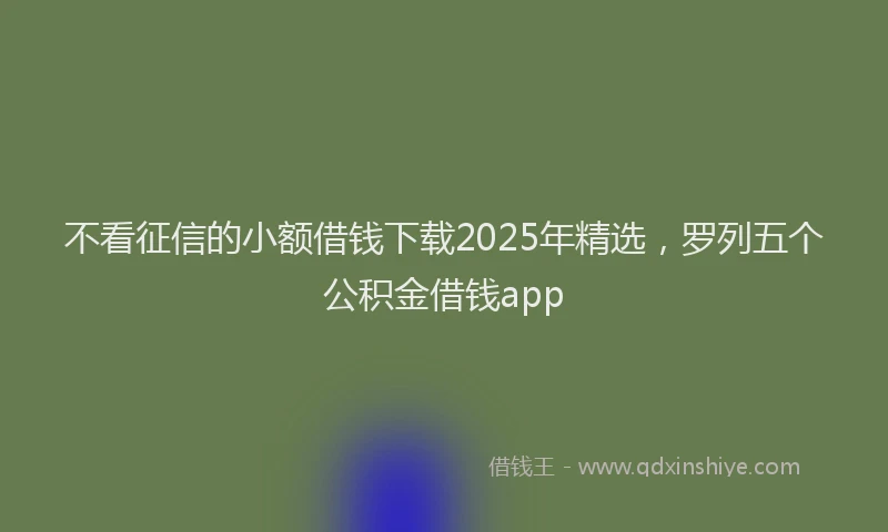 不看征信的小额借钱下载2025年精选，罗列五个公积金借钱app