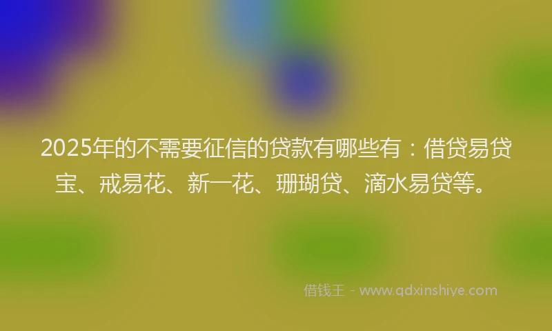 2025年的不需要征信的贷款有哪些有：借贷易贷宝、戒易花、新一花、珊瑚贷、滴水易贷等。