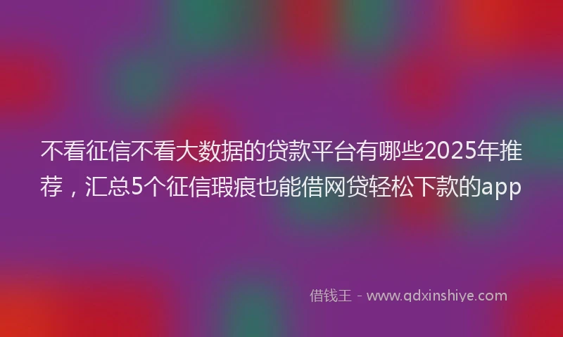 不看征信不看大数据的贷款平台有哪些2025年推荐，汇总5个征信瑕疵也能借网贷轻松下款的app