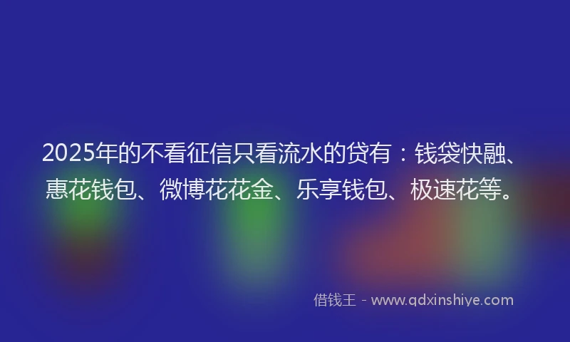 2025年的不看征信只看流水的贷有：钱袋快融、惠花钱包、微博花花金、乐享钱包、极速花等。