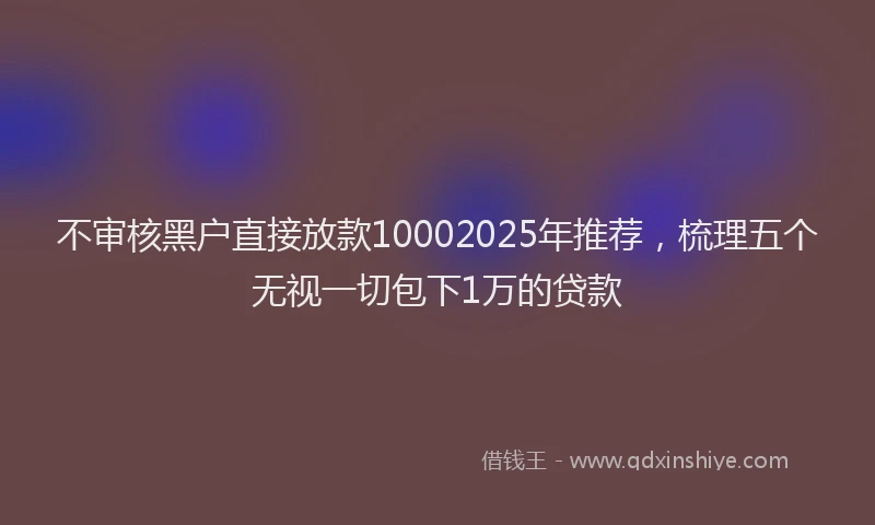 不审核黑户直接放款10002025年推荐，梳理五个无视一切包下1万的贷款