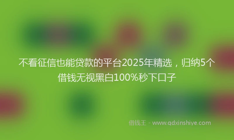 不看征信也能贷款的平台2025年精选，归纳5个借钱无视黑白100%秒下口子