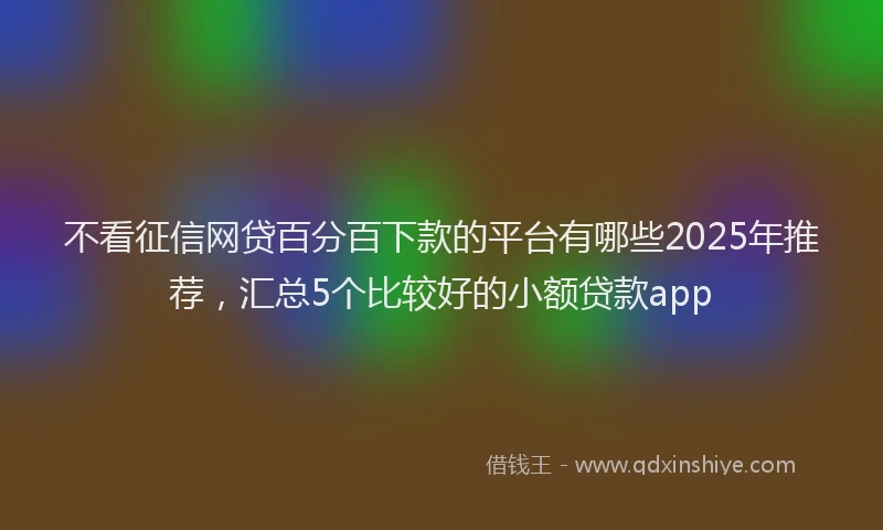 不看征信网贷百分百下款的平台有哪些2025年推荐，汇总5个比较好的小额贷款app