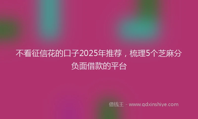 不看征信花的口子2025年推荐，梳理5个芝麻分负面借款的平台
