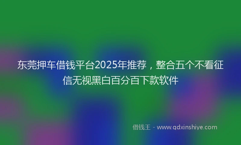 东莞押车借钱平台2025年推荐，整合五个不看征信无视黑白百分百下款软件