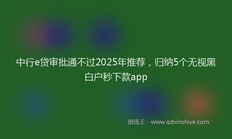 中行e贷审批通不过2025年推荐,归纳5个无视黑白户秒下款app