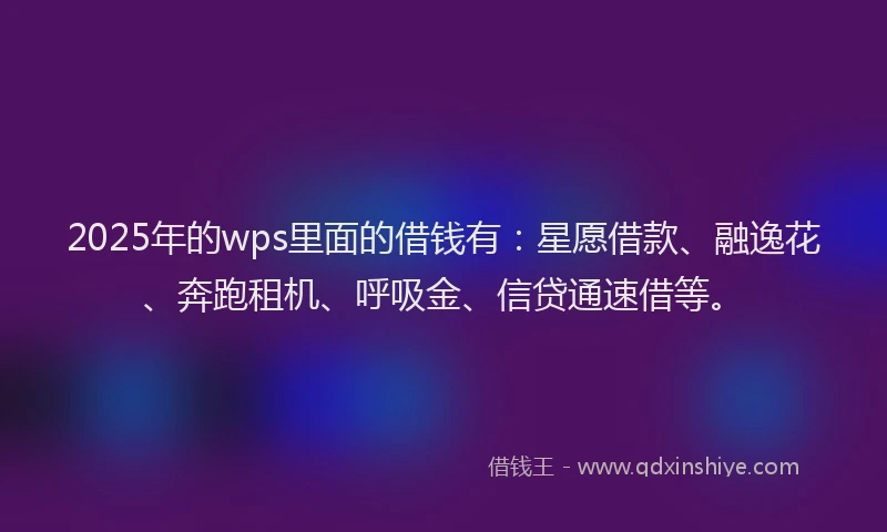2025年的wps里面的借钱有：星愿借款、融逸花、奔跑租机、呼吸金、信贷通速借等。