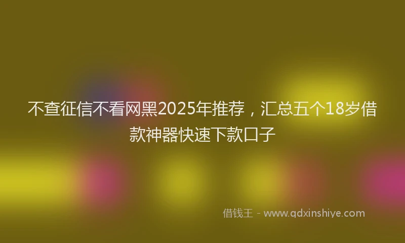 不查征信不看网黑2025年推荐，汇总五个18岁借款神器快速下款口子