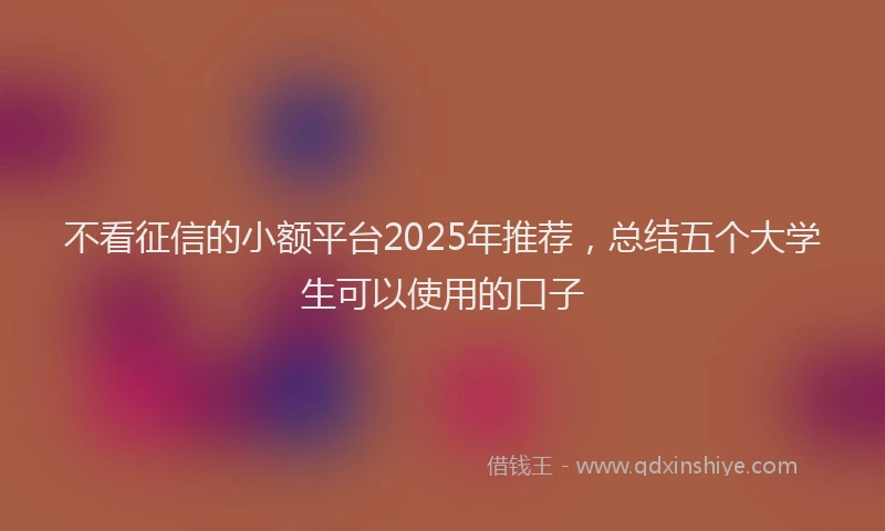 不看征信的小额平台2025年推荐，总结五个大学生可以使用的口子