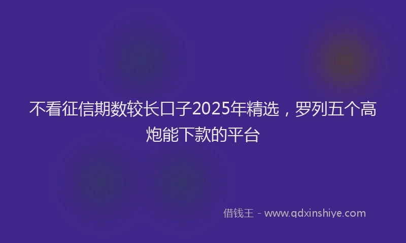 不看征信期数较长口子2025年精选，罗列五个高炮能下款的平台