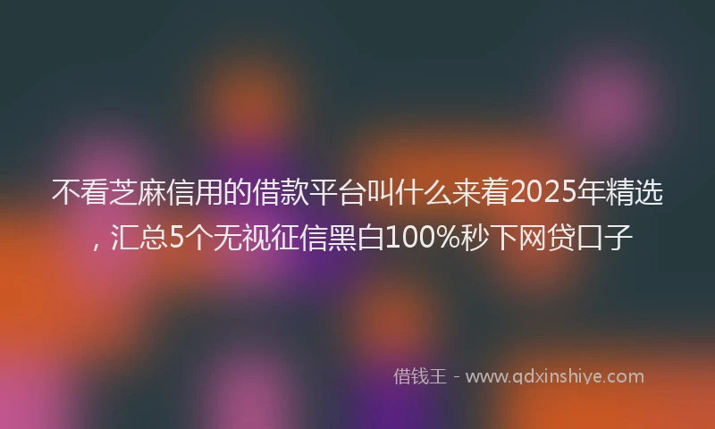 不看芝麻信用的借款平台叫什么来着2025年精选，汇总5个无视征信黑白100%秒下网贷口子