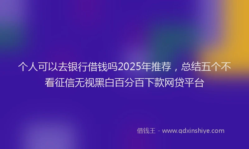 个人可以去银行借钱吗2025年推荐，总结五个不看征信无视黑白百分百下款网贷平台