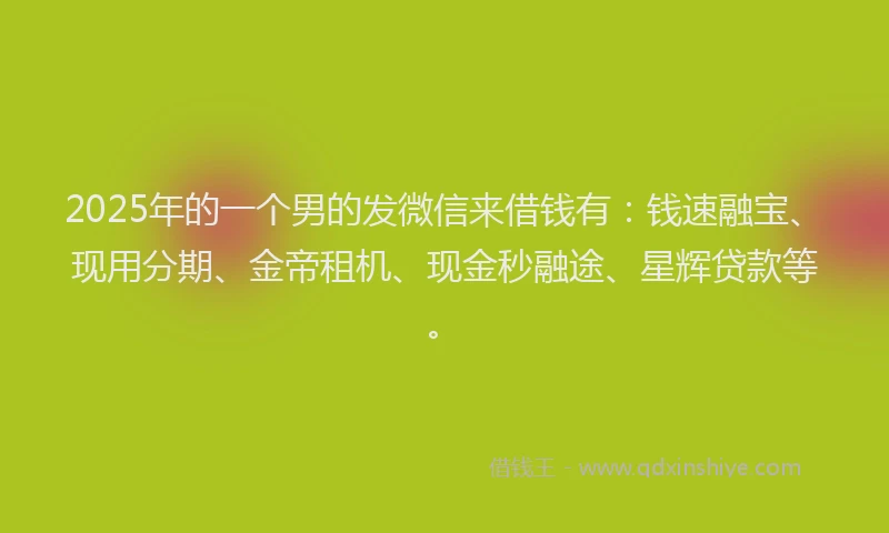 2025年的一个男的发微信来借钱有：钱速融宝、现用分期、金帝租机、现金秒融途、星辉贷款等。