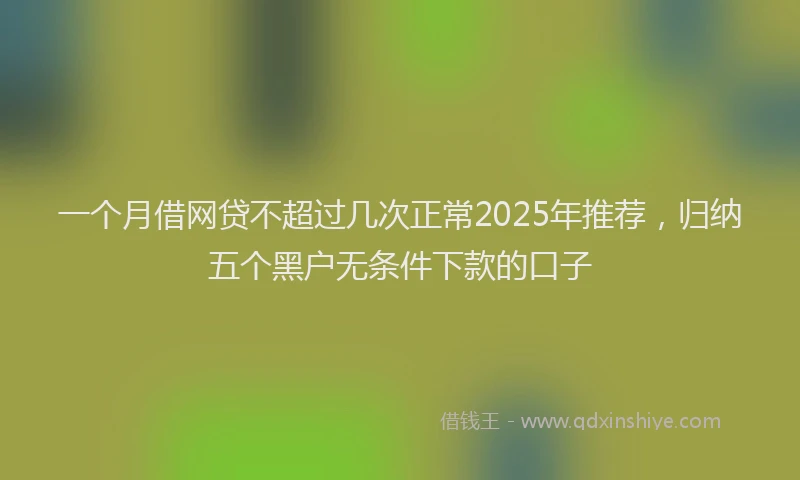 一个月借网贷不超过几次正常2025年推荐，归纳五个黑户无条件下款的口子