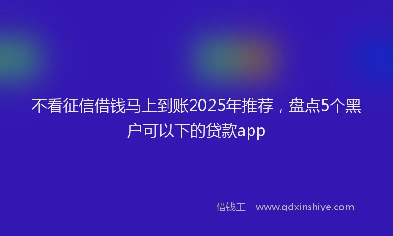 不看征信借钱马上到账2025年推荐，盘点5个黑户可以下的贷款app