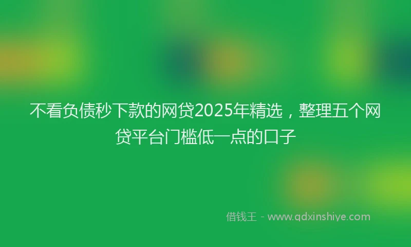 不看负债秒下款的网贷2025年精选，整理五个网贷平台门槛低一点的口子