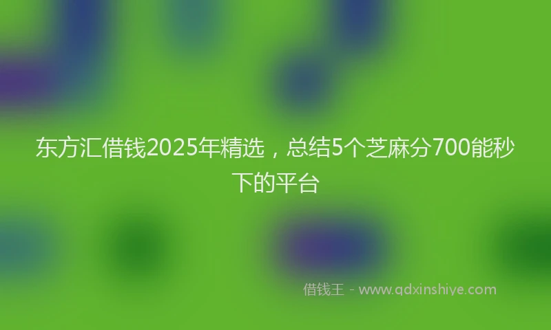 东方汇借钱2025年精选，总结5个芝麻分700能秒下的平台