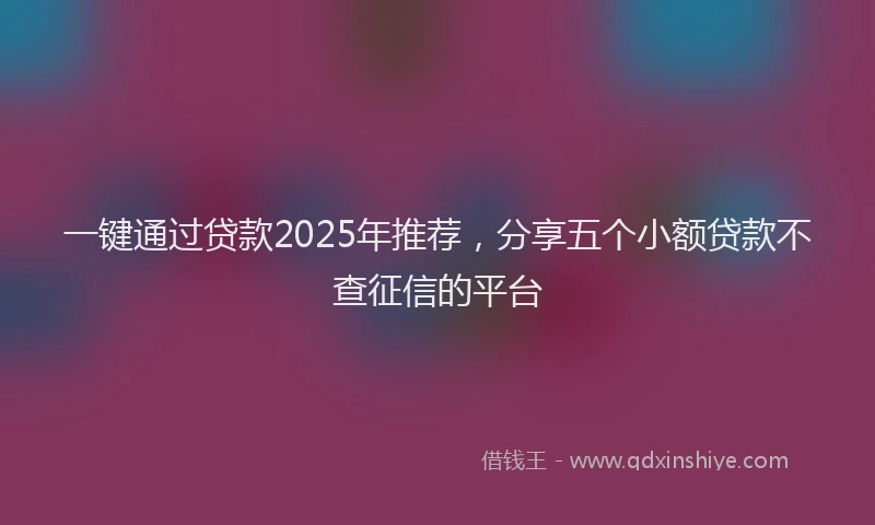 一键通过贷款2025年推荐，分享五个小额贷款不查征信的平台