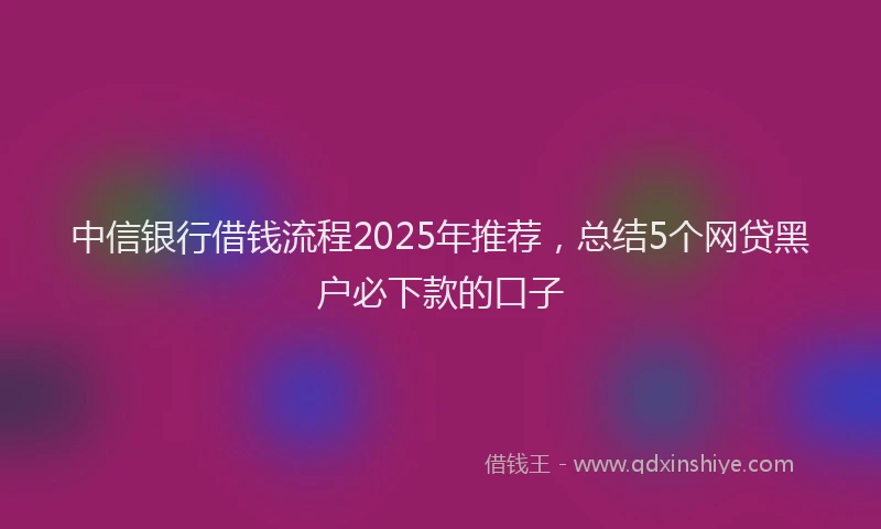 中信银行借钱流程2025年推荐，总结5个网贷黑户必下款的口子