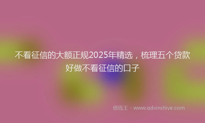不看征信的大额正规2025年精选，梳理五个贷款好做不看征信的口子