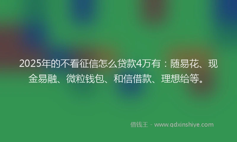 2025年的不看征信怎么贷款4万有：随易花、现金易融、微粒钱包、和信借款、理想给等。