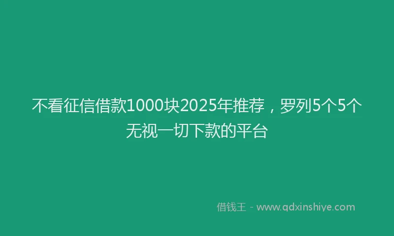 不看征信借款1000块2025年推荐，罗列5个5个无视一切下款的平台