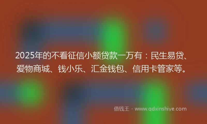 2025年的不看征信小额贷款一万有：民生易贷、爱物商城、钱小乐、汇金钱包、信用卡管家等。