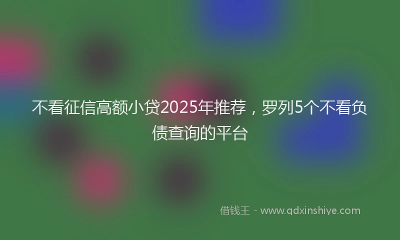 不看征信高额小贷2025年推荐，罗列5个不看负债查询的平台