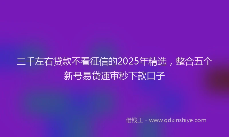 三千左右贷款不看征信的2025年精选，整合五个新号易贷速审秒下款口子
