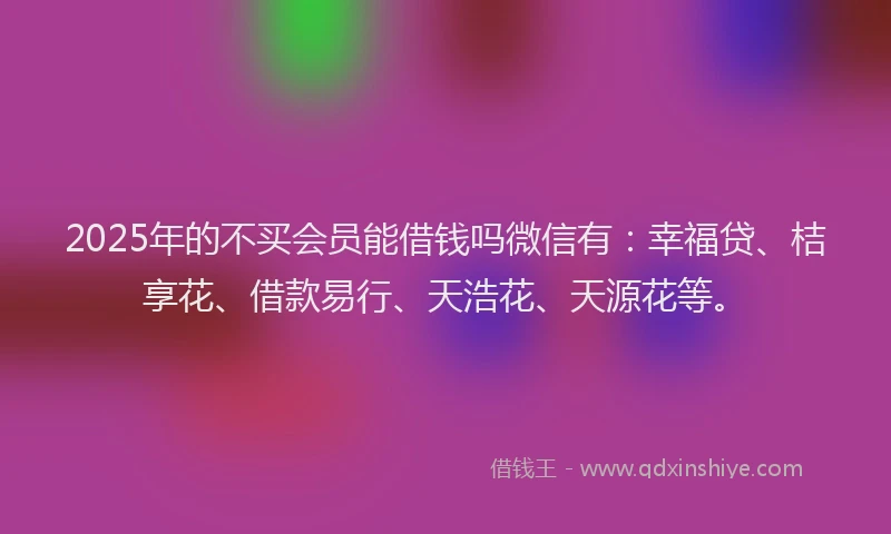 2025年的不买会员能借钱吗微信有：幸福贷、桔享花、借款易行、天浩花、天源花等。