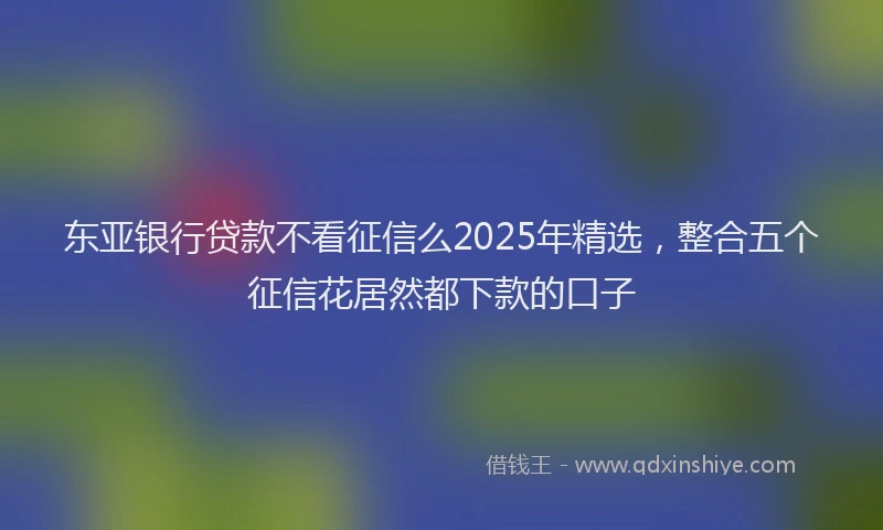 东亚银行贷款不看征信么2025年精选，整合五个征信花居然都下款的口子