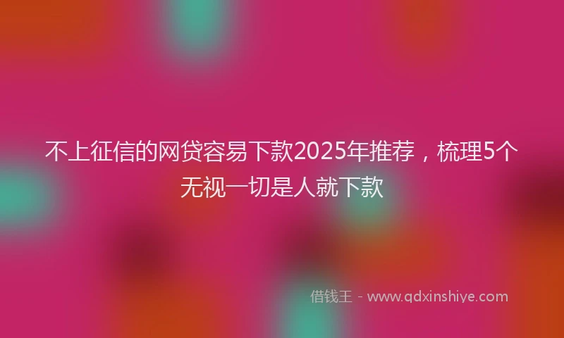 不上征信的网贷容易下款2025年推荐，梳理5个无视一切是人就下款