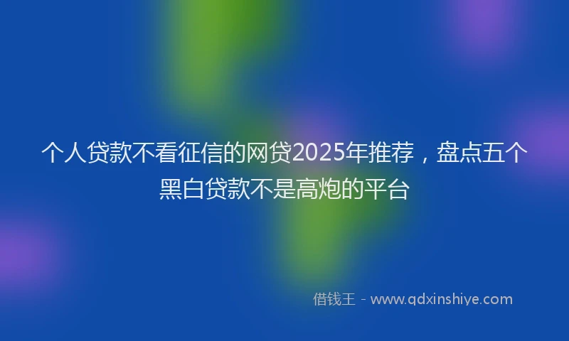 个人贷款不看征信的网贷2025年推荐，盘点五个黑白贷款不是高炮的平台