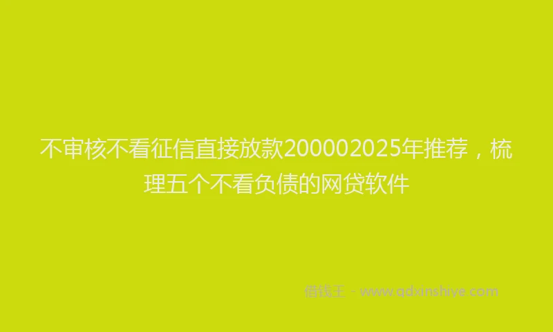 不审核不看征信直接放款200002025年推荐，梳理五个不看负债的网贷软件