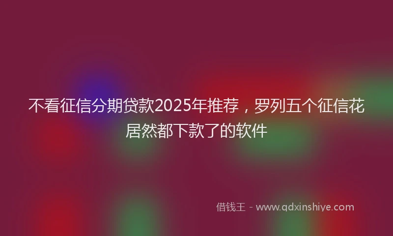 不看征信分期贷款2025年推荐，罗列五个征信花居然都下款了的软件
