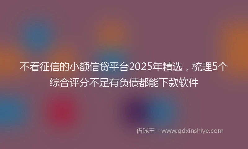 不看征信的小额信贷平台2025年精选，梳理5个综合评分不足有负债都能下款软件