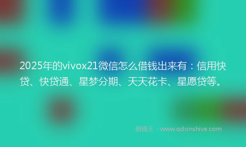 2025年的vivox21微信怎么借钱出来有：信用快贷、快贷通、星梦分期、天天花卡、星愿贷等。