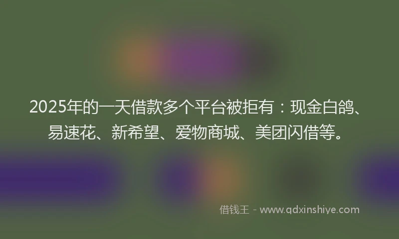 2025年的一天借款多个平台被拒有：现金白鸽、易速花、新希望、爱物商城、美团闪借等。