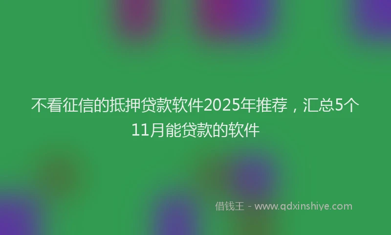 不看征信的抵押贷款软件2025年推荐，汇总5个11月能贷款的软件