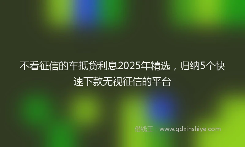 不看征信的车抵贷利息2025年精选，归纳5个快速下款无视征信的平台