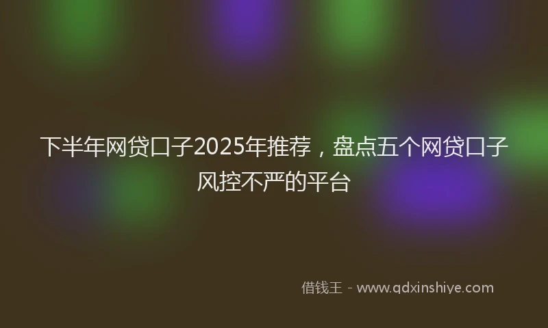 下半年网贷口子2025年推荐，盘点五个网贷口子风控不严的平台